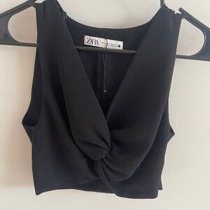 Zara sleeveless blazer crop top.